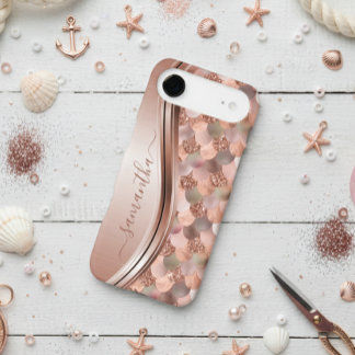 Mermaid Scales Rose Gold Handwritten Name Metal iPhone 17 Air Case