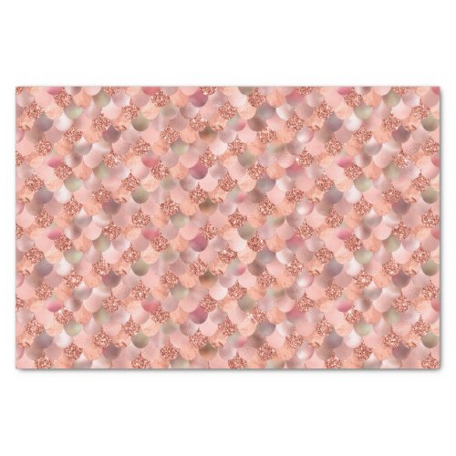 Mermaid Scales Rose Gold Pink Glitter Metallic Tissue Paper