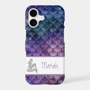 *~* Mermaid Scales Silver Glitter Pink Teal Blue iPhone 17 Case