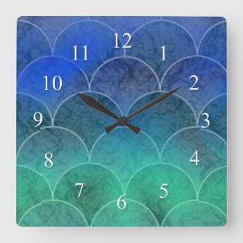 Mermaid Scales Square Wall Clock by profilesincolor at Zazzle