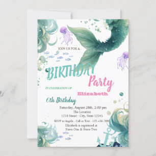 Mermaid Scales Summer Birthday Party Invitation