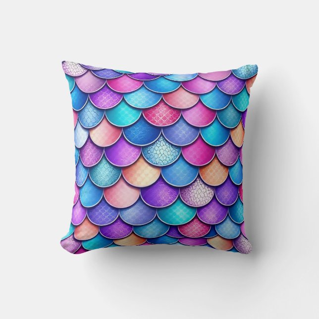 mermaid scales throw pillow (Front)