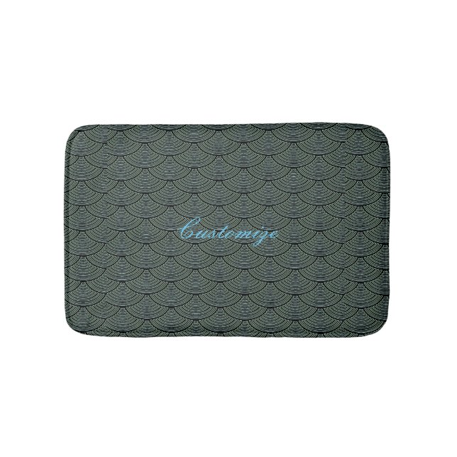 mermaid scales Thunder_Cove black/grey Bath Mat (Front)