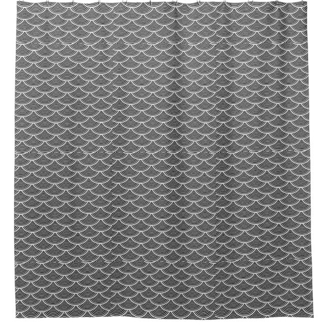 mermaid scales Thunder_Cove black/white Shower Curtain (Front)