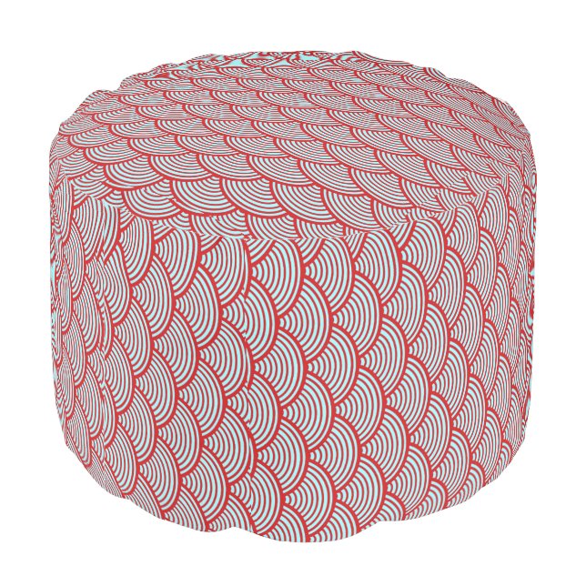 Mermaid scales Thunder_Cove grey/red Pouf (Angled Back)