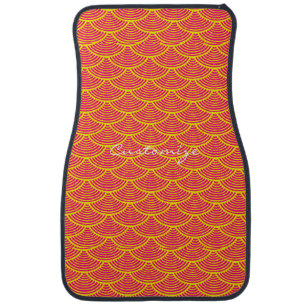 mermaid scales Thunder_Cove red/orange Car Mat