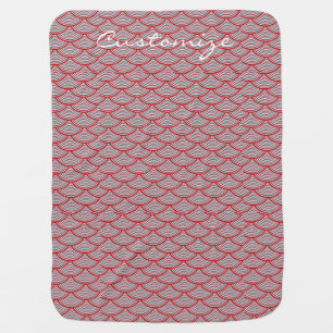 mermaid scales Thunder_Cove red/white Baby Blanket