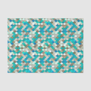 Mermaid Scales, Turquoise, Aqua, Taupe, & Cream Tissue Paper