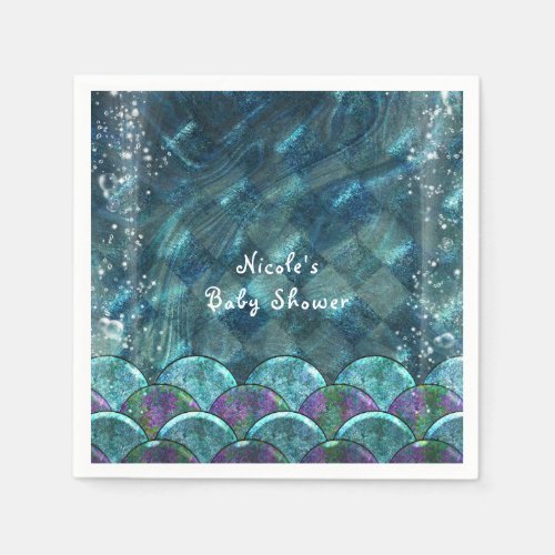 Mermaid Scales Under the Sea Birthday Party Paper Napkins