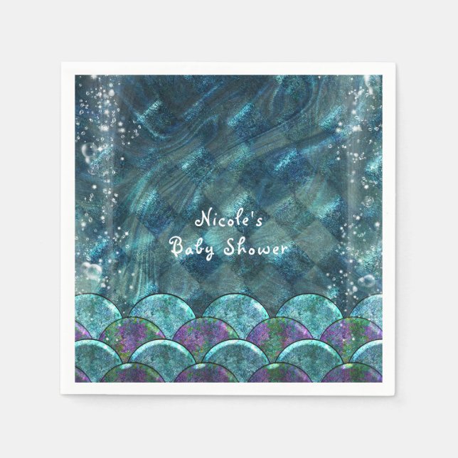 Mermaid Scales Under the Sea Birthday Party Paper Napkins (Front)