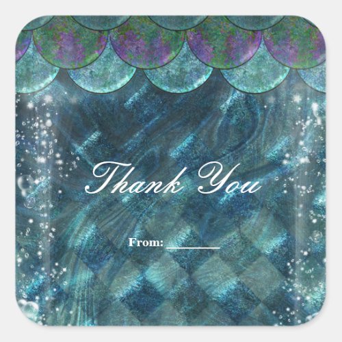 Mermaid Scales Under the Sea Party Favor Square Sticker