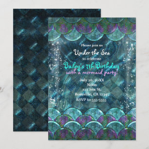 Mermaid Scales Under the Sea Party Invitations