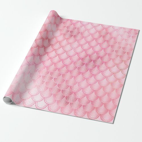 Mermaid Scales Unicorn Pink Rose Blush Pastel Wrapping Paper