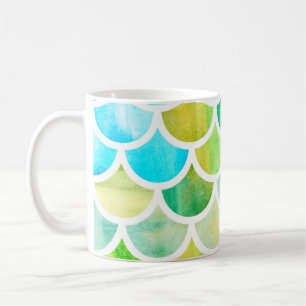 Mermaid scales. Watercolor fish scales. Bright sum Coffee Mug