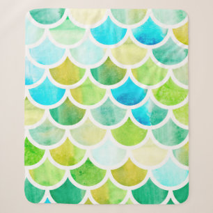 Mermaid scales. Watercolor fish scales. Bright sum Sherpa Blanket