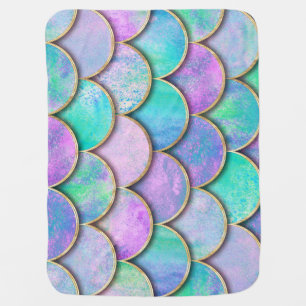 Mermaid scales: watercolor wave pattern. baby blanket