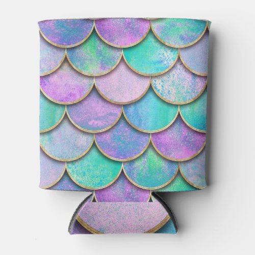 Mermaid scales watercolor wave pattern can cooler
