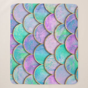 Mermaid scales: watercolor wave pattern. sherpa blanket