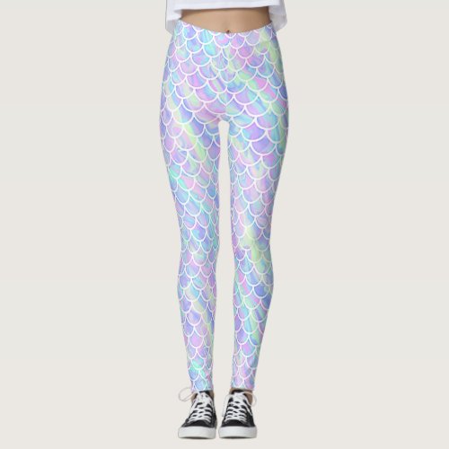 Mermaid Scales with Marbled Iridescence Pattern Leggings