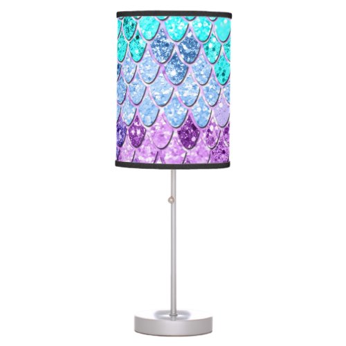 Mermaid Scales with Unicorn Girls Glitter 9 Table Lamp