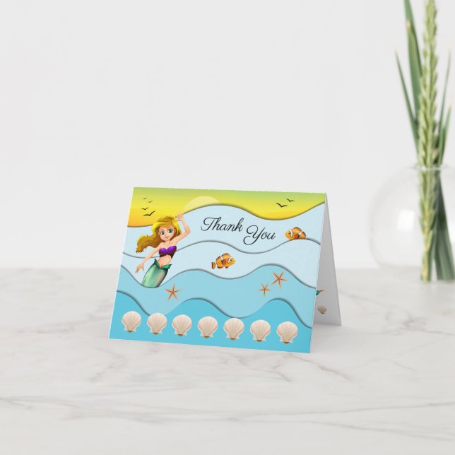 Mermaid Sea Adventure Ocean Waves  Thank You Card (Front)
