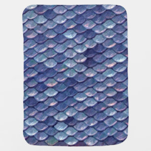 Mermaid Sea Blue Scales Receiving Blanket