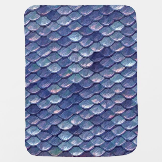 Mermaid Sea Blue Scales Receiving Blanket (Front)