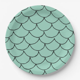 Mermaid Sea Creature Party Black Mermaid Cartoon Paper Plates