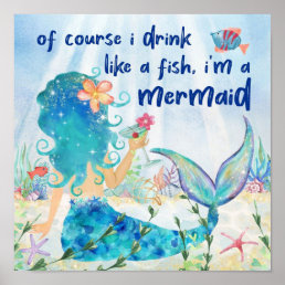 Mermaid Sea | Drink Like A Fish Poster