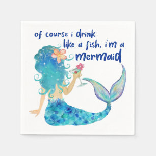 Mermaid Sea Drink Like A Fish Tropical Beach Napkins