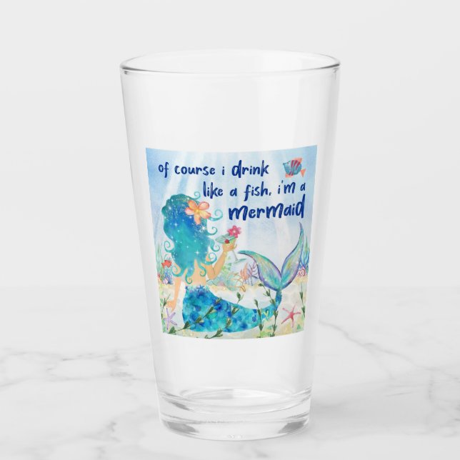 Mermaid Sea | Drink Like A Fish Tropical Ocean Glass (Front)