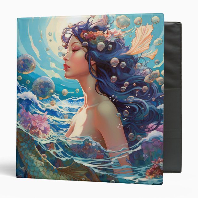 Mermaid Sea Goddess Fantasy Art 3 Ring Binder (Front/Inside)