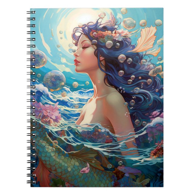 Mermaid Sea Goddess Fantasy Art Notebook (Front)