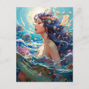 Mermaid Sea Goddess Fantasy Art Postcard