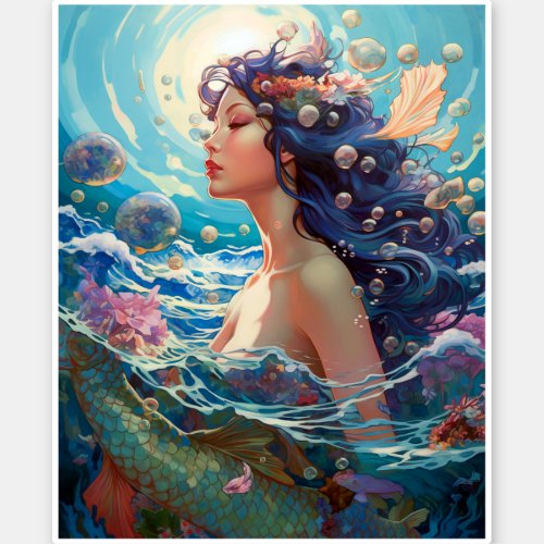 Mermaid Sea Goddess Fantasy Art Sticker