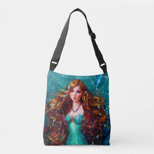 Mermaid Sea Goddess Nymph Siren Under Water Art Crossbody Bag