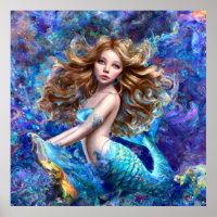 Mermaid Sea Goddess Nymph Siren Under Water Art