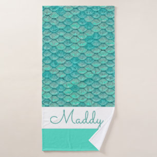 Mermaid Sea Green Scales Bath Towel Set