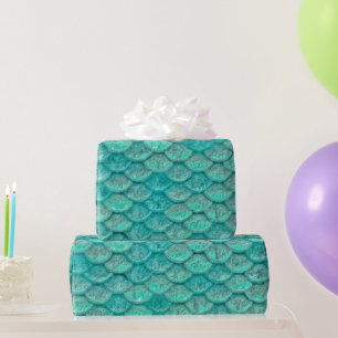 Mermaid Sea Green Scales Wrapping Paper
