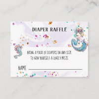 *~* Mermaid Sea Horse Baby Girl Diaper Raffle Enclosure Card