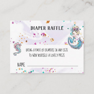 *~* Mermaid Sea Horse Baby Girl Diaper Raffle Enclosure Card