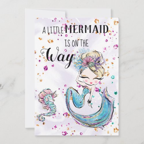 ~ Mermaid Sea Horse Unicorn Baby Shower Invitation