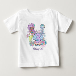 Mermaid Sea Life Birthday Party with Custom Age Baby T-Shirt