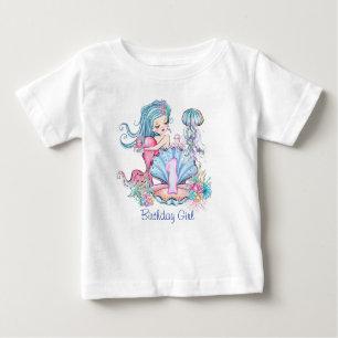 Mermaid Sea Life Birthday Party with Custom Age Baby T-Shirt