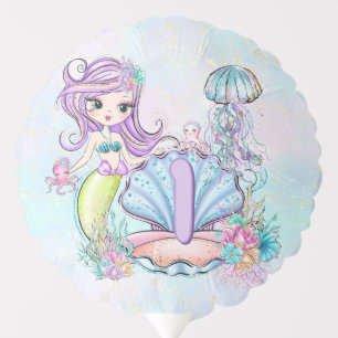Mermaid Sea Life Birthday Party with Custom Age Balloon