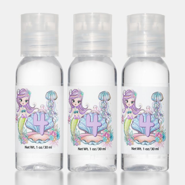Mermaid Sea Life | Birthday Party with Custom Age Hand Sanitizer (Set)