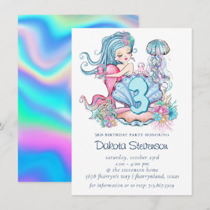 Mermaid Sea Life Birthday Party with Custom Age Invitation
