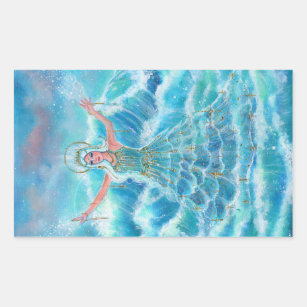 Mermaid sea nymph art by Renee Lavoie Rectangular Sticker