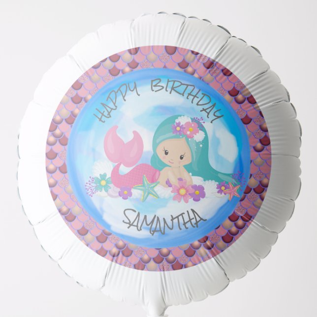 Mermaid Sea Purple Pink Scales BALLOON (Front)