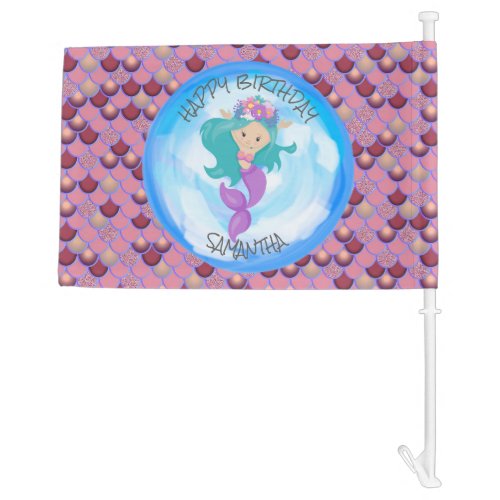 Mermaid Sea Purple Pink Scales  House Flag